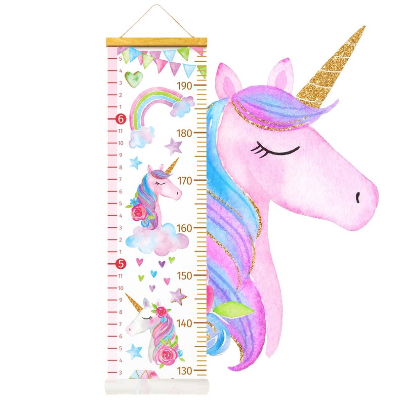 HomeEvolution Kids Growth Chart Height Measuring Chart, Unicorn Canvas Wall Hanging Rulers for Baby Children Girls Bedroom Decor - Image 5